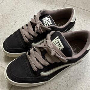 Vans Women’s Black Suede Low-Top Sneakers with Light Taupe Accents